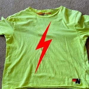 AVIATOR NATION neon yellow lightening bolt shirt